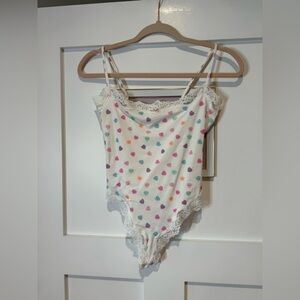 Skims Valentine’s Candy Hearts Fits Everybody Lace Cami Bodysuit